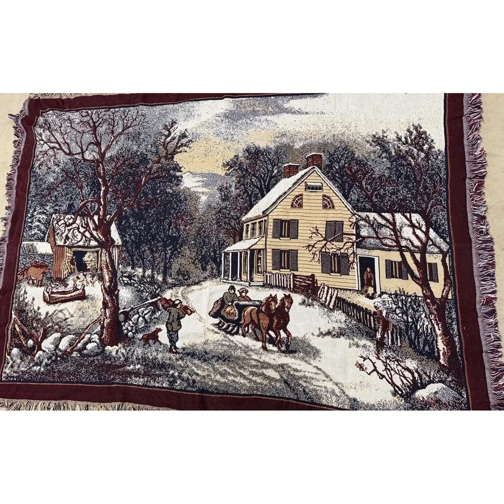 Goodwin Weavers HOMESTEAD WINTER 48 X 68 Cotton Triple Woven Afghan NEW